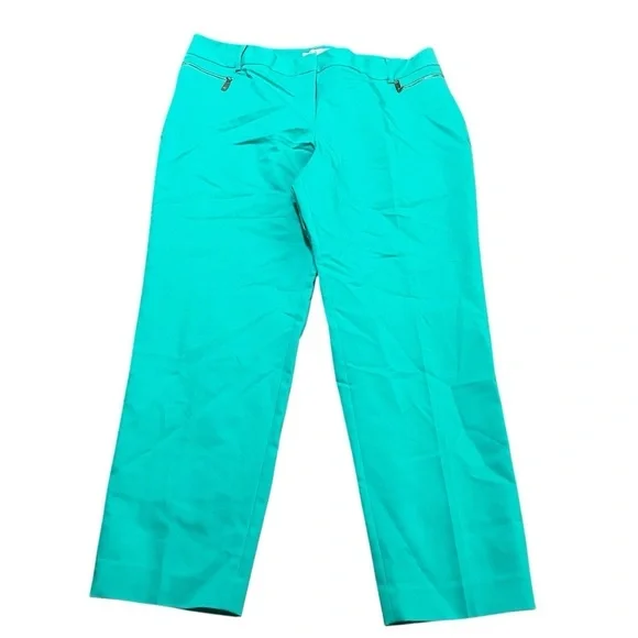 NWT Chaus New York turquoise trousers Plus Size 16 Zipper Pocket Business Party - Picture 1 of 7
